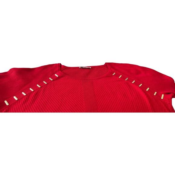 CALVIN KLEIN LONG RAGLAN SLV PULL-OVER RIBBED KNIT SWEATER, WOMENS, XL, RED - Picture 7 of 12
